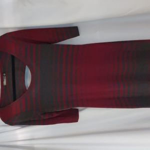 CURE, Burgundy/Gray Stripe Maxi Dress, M